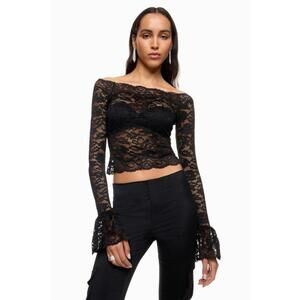 Ronny Kobo Black Lace Maribeth Top Size XS